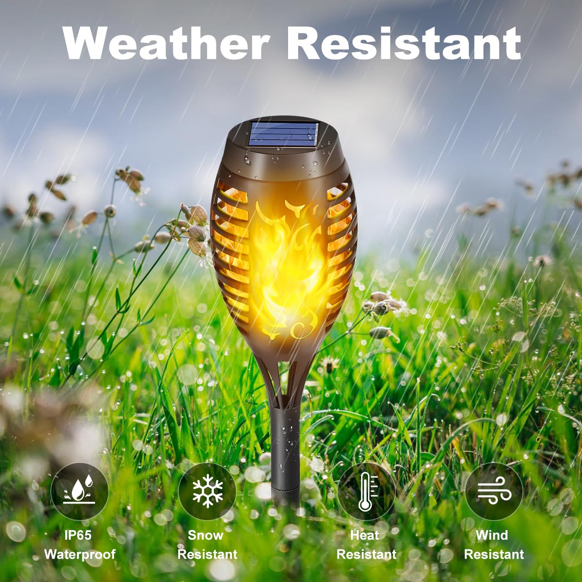 Solar Torch Lights, 6 Pcs Solar Lights Outdoor Waterproof, Auto On/Off Outdoor Solar Lights with Flickering Flame for Garden, Lawn, Patio, Yard, Outdoor Decorations