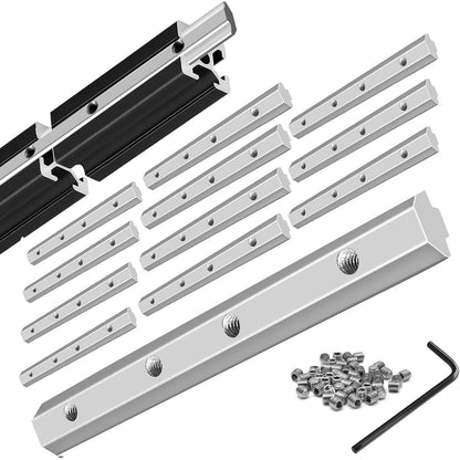 Seekliny 12pcs 2020 Extrusion Straight Connector Joining Plate Corner Bracket 2020 Hardware T-Slot Accessories V-Slot with Screws for 8020 Aluminum Profile 3D Printer Frame Spare Parts Silver