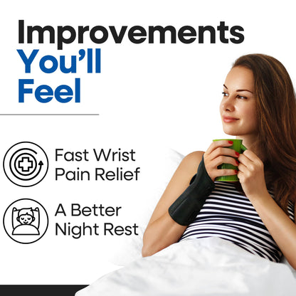Carpal Tunnel Wrist Brace | Night Wrist Support Guard | Wrist Splint & Hand Brace | Carpal Tunnel Syndrome & Wrist Tendonitis Pain Relief with Forearm Compression | For Men & Women (Fits Most, Left)