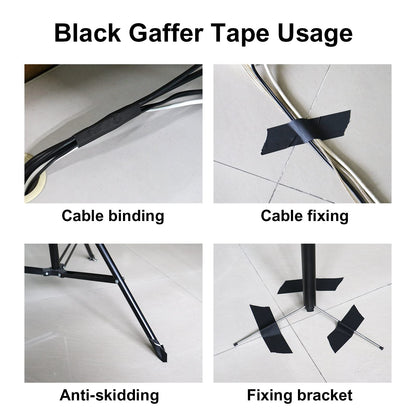 BOMEI PACK Gaffer Tape, Black, 3 Inch x 36 Yards, Matte Finished, 1 Roll