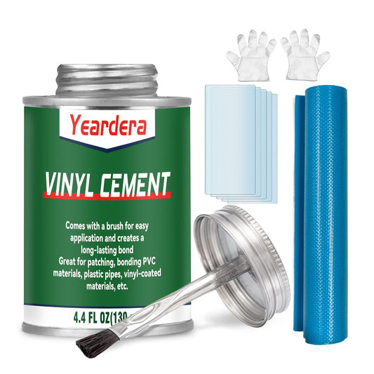 Vinyl Cement, High Strength Vinyl Glue, Waterproof PVC Cement, High Strength Pool Patch Repair Kit Underwater for a Variety of Inflatables, Pool Liners, Tarps, Hot Tubs, Air Mattresses(4.4oz)