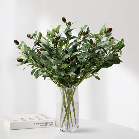 Dremisland 6 Pack Olive Branches Artificial Plants Olive Branches Stems Fake Plants Green Leaves Fruits Branch Leaves for Vase Bouquets Wedding Floral Arrangement, Greenery Decor (Olive-6PCS)
