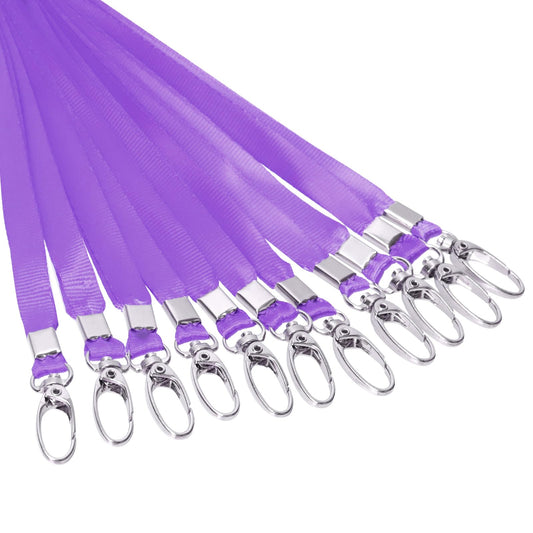 Wokape 50pcs Approx 16 Inch Purple Nylon Lanyards Bulk with Swivel Hooks for Id Badges