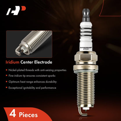 A-Premium Iridium Platinum Spark Plugs (Pack of 4) Compatible with Honda CR-V, Civic, Accord, Fit & Toyota Corolla, Prius & Subaru Outback & Mazda CX-5 & Acura TLX & Scion xD & more
