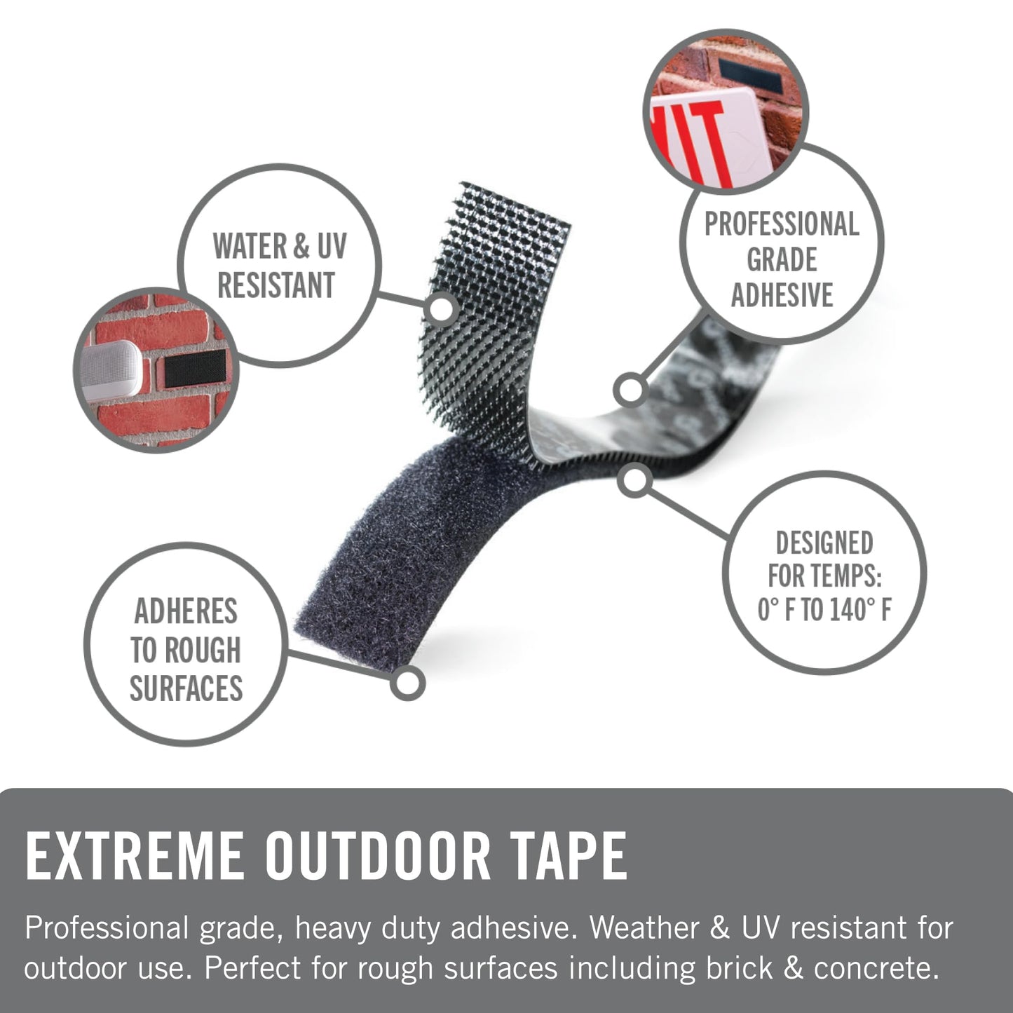 Velcro Brand Extreme Outdoor Double Sided Mounting Tape | Holds up to 15 Pounds on Brick or Other Rough Surfaces | UV and Weather Resistant | 14Ft Heavy Duty Roll