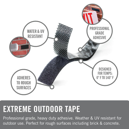 Velcro Brand Extreme Outdoor Double Sided Mounting Tape | Holds up to 15 Pounds on Brick or Other Rough Surfaces | UV and Weather Resistant | 14Ft Heavy Duty Roll