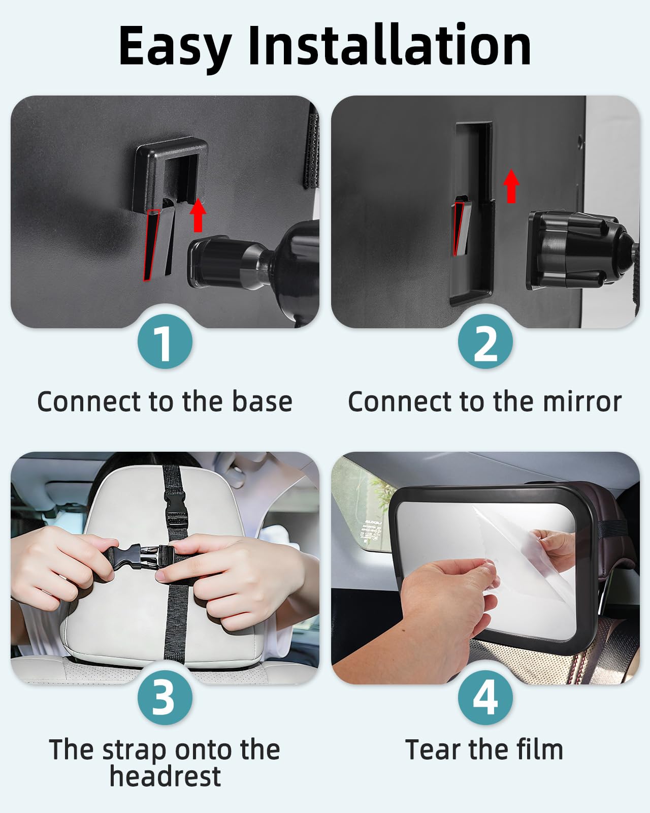 Zacro Baby Car Mirror 2Pcs - Shatterproof Acrylic Car Mirror Baby Rear Facing, 360° Adjustable Baby Mirror for Back Seat-Easily to Observe Babys' Every Move, Anti-Slip and Safety