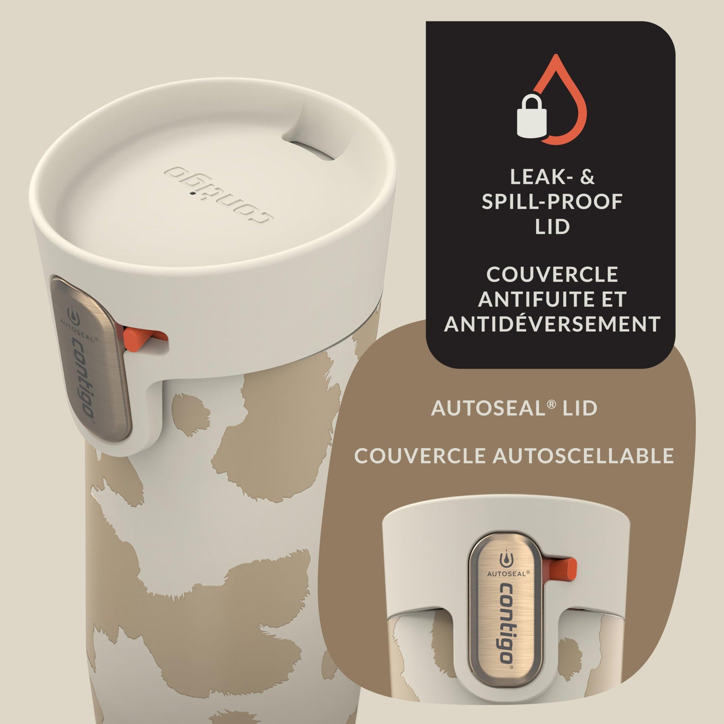 Contigo x Ally Love Stainless Steel Vacuum-Insulated Travel Mug w/Autoseal and Easy Clean Lid, Spill-Proof, Keeps Drinks Cold 24 hrs & hot for 11 hrs, BPA Free, 16oz/473mL, West Loop 3.0, Oatmilk