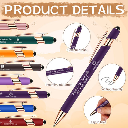 32 Pcs Bible Pens Notepads Gift Set Includes 16 Bible Verse Notebooks 16 Christian Pens Inspirational Notebooks Religious Journals for Church School Supplies
