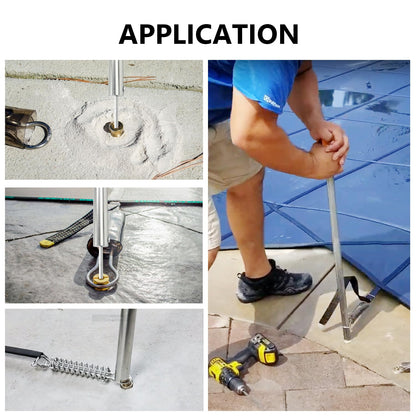 scottchen PRO Multifunctional Pool Cover Tool Swimming Pool Rod 26-1/2inch Pool Safety Cover Installation and Removal Rod,with Allen Wrench Hex Tool for Installing and Removing Brass Anchor
