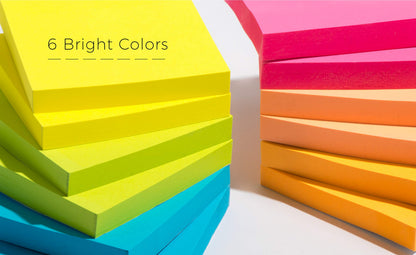 Infiniko Sticky Notes 3x3 Inch, 6 Bright Color Sticky Pads, 100 Sheets Each, Super Sticky Notes with Strong Adhesive Office Supplies for Desk, School & Daily Planning