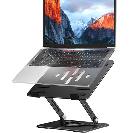 BESIGN LS11 Laptop Stand with 360° Rotating Base, Ergonomic Adjustable Notebook Holder, Riser Holder Computer Stand Compatible with Air, Pro, Dell, HP, Lenovo More 10-14" Laptops (Black)