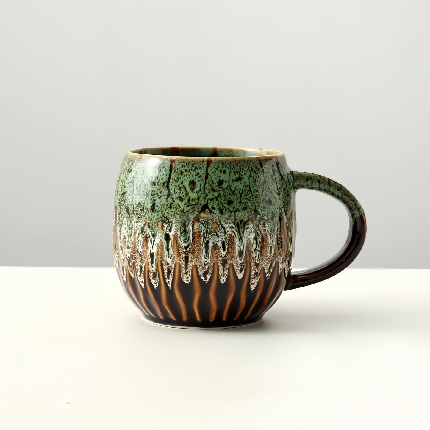 20oz Large Coffee Mug - Unique Handcrafted Look Ceramic Cup, Large Tea Mug, Microwave & Dishwasher Safe (Green)
