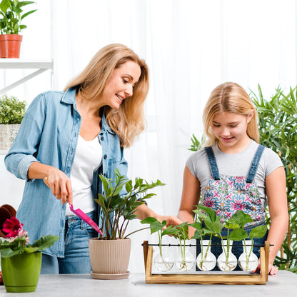 Propagation Station, Plant Propagation Station Decoration Maison Garden Decor, Indoor Home Office Desk Decor Plant Holder Flower Pot Gifts for Women Mom Best Friend Birthday Gifts - 5 Bulb Vase