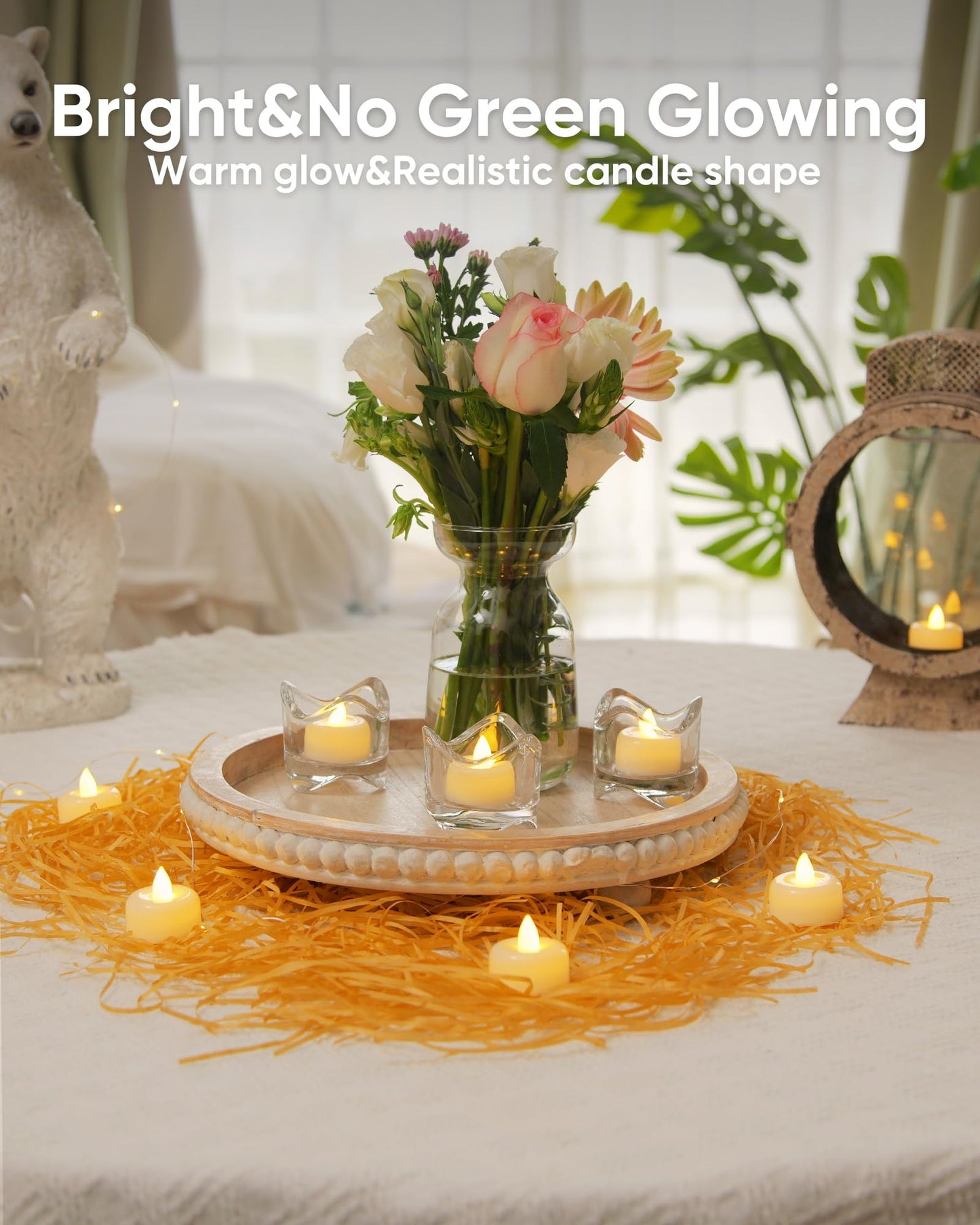 Amagic - Pack of 50 LED Flameless Candles Battery Operated Fake Electric Candles for Votive Candles Halloween Christmas Home Decor Wedding Table Decoration