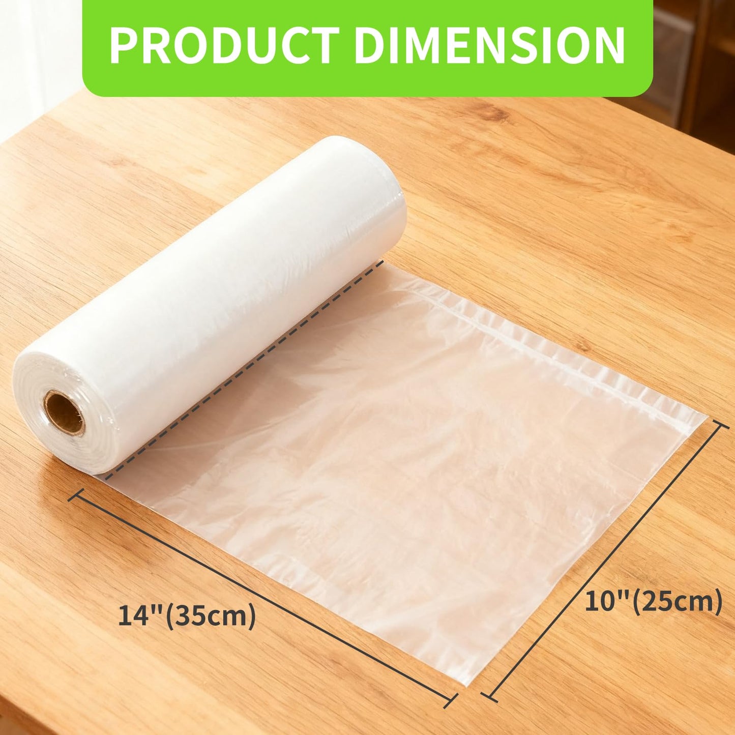 10" x 14" Plastic Produce Bags Roll, 2 Rolls Clear Plastic Bags for Food, Fruit, Vegetable, Refrigerator Storage, Kitchen, 400 Bags/Roll
