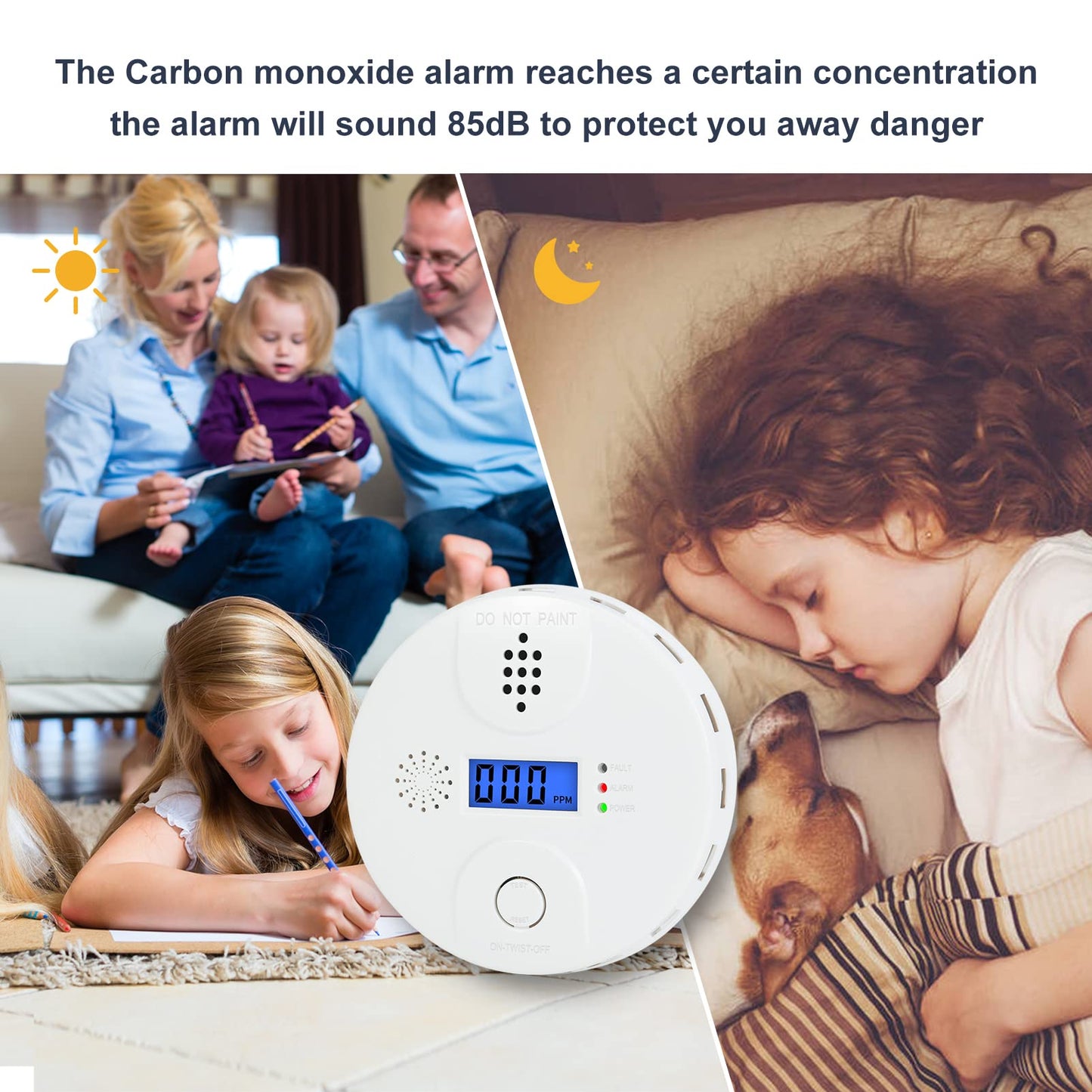 Carbon Monoxide Alarm, Digital Display CO Detector Security CO Monoxide for Home Kitchen Bedroom Safety Battery Powered (Battery not Included),Comply with CSA 6.19 (1 Pack)