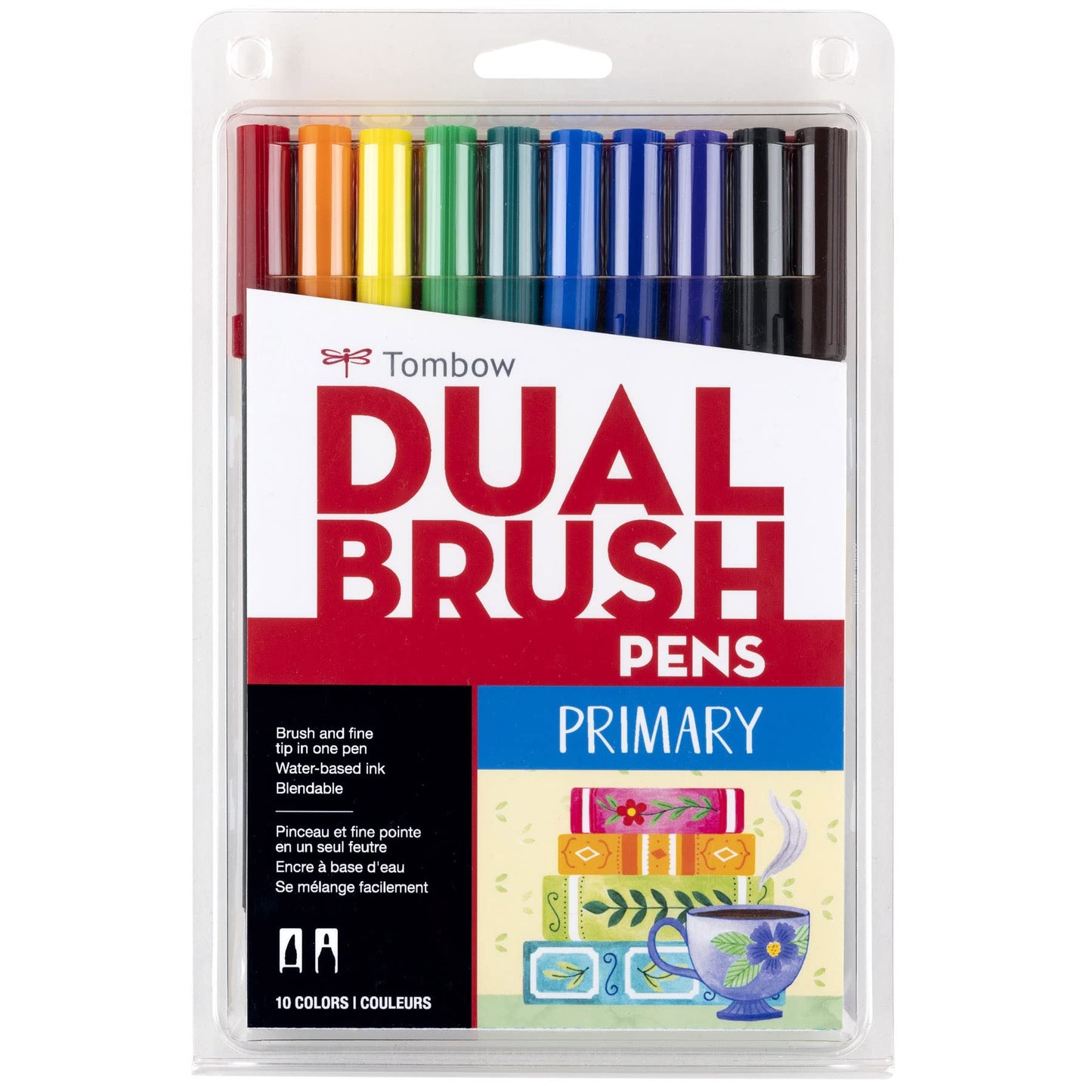 Tombow Dual Brush Pen Art Markers, Primary, 10-Pack