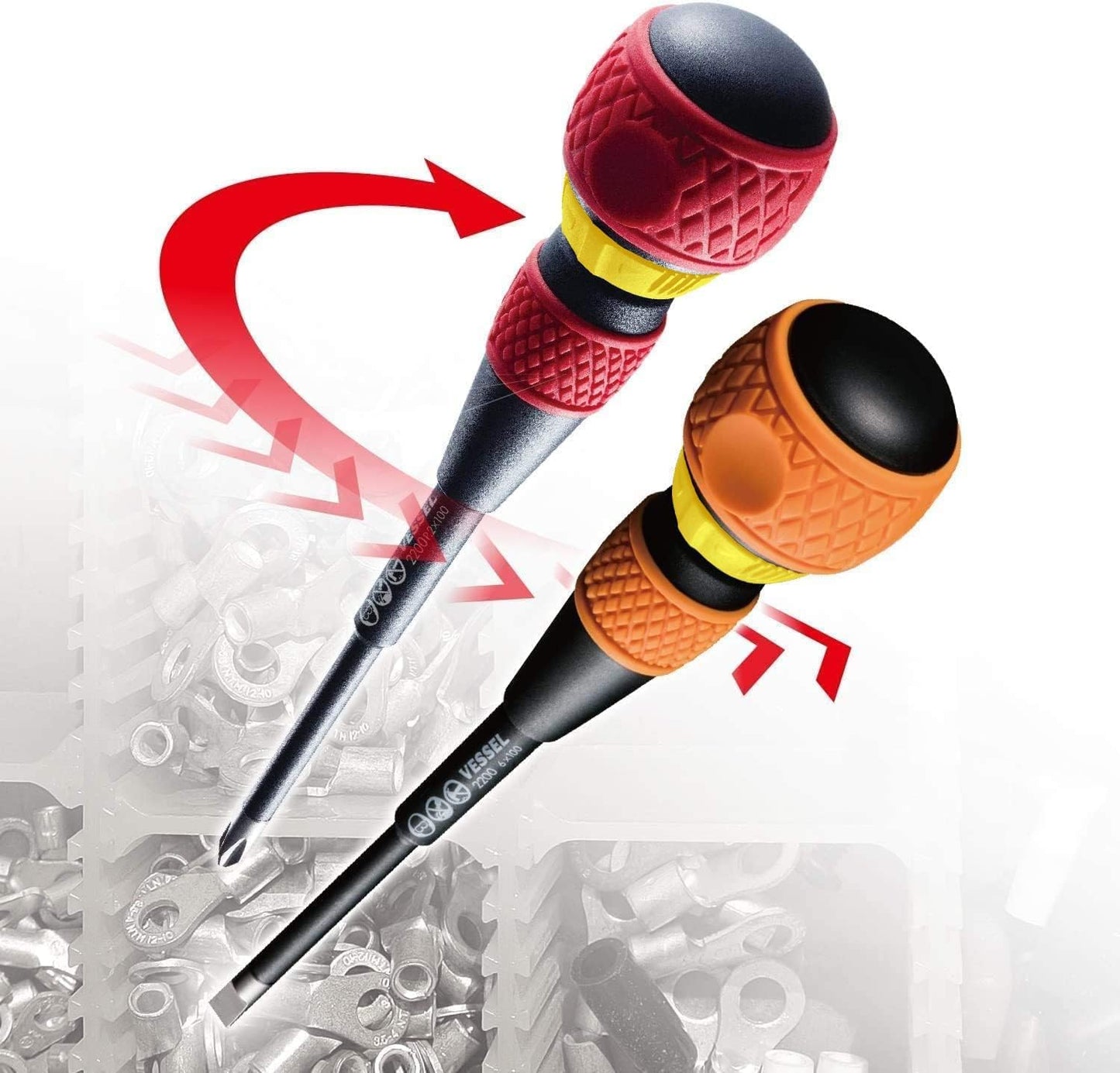 Vessel Ball Grip Ratchet Screwdriver (+2x100(4") J)
