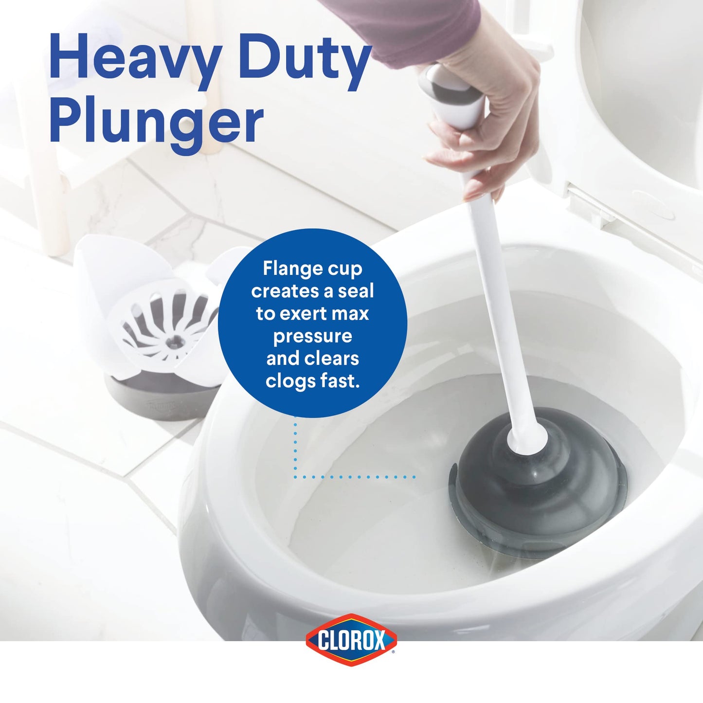 Clorox Toilet Plunger with Hideaway Caddy for Bathroom, Accessories Organizers & Storage, Toilet Unclogger, Plunger with Holder