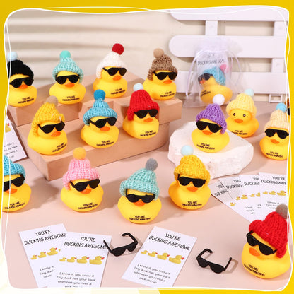 20Sets Employee Appreciation Gifts You're Ducking Awesome Pun Cards Mini Rubber Ducks with Glasses and Hats for Coworker