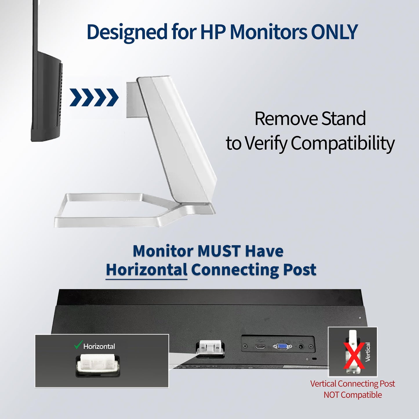 VIVO Quick Attach VESA Adapter Designed for HP Models 27er, 27es, 27ea, 25er, 25es, 24ea, 23er, 23es, 22er, 22es, 22f, 23f, 24f, 25f, and 27f, VESA 75x75m and 100x100mm Conversion Kit, MOUNT-HP27ER