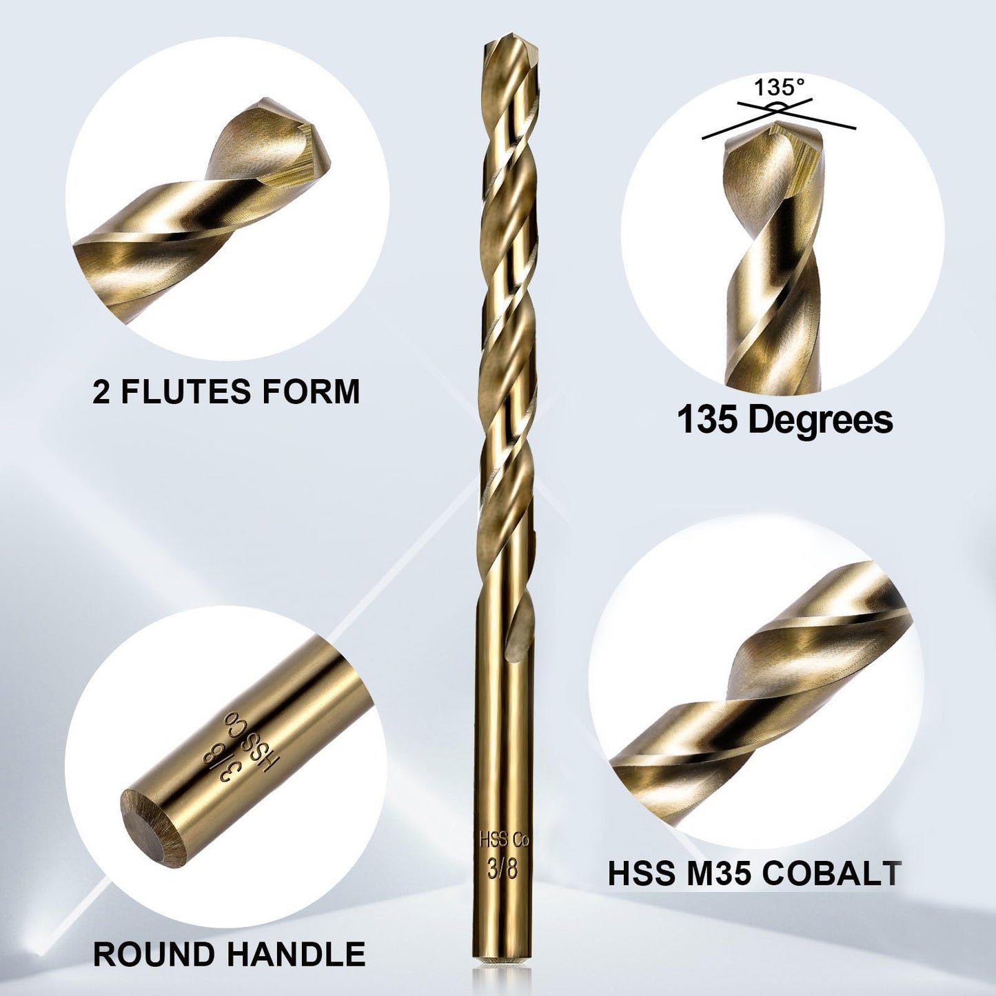 Sinyeenglon Cobalt Drill Bit Set for Hardened Metal and Stainless Steel, 21Pcs M35 High Speed Steel Twist Jobber Drill Bits 1/16"-3/8", with Metal Index Storage Box