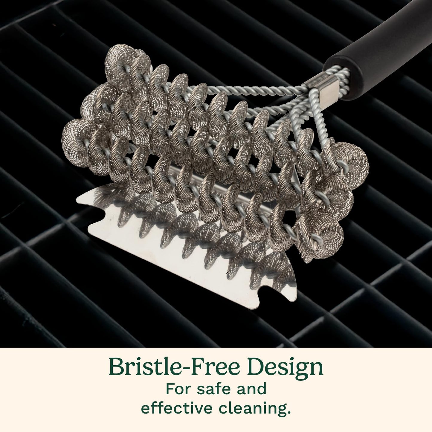 Cuisinart Triple Coil Brush, 17” Stainless Steel Grill Brush with Wide Scraper for All Grates, Bristle Free Grilling Accessory for Worry Free Cleaning, Perfect for BBQs, Cookout & Tailgate Cleaning