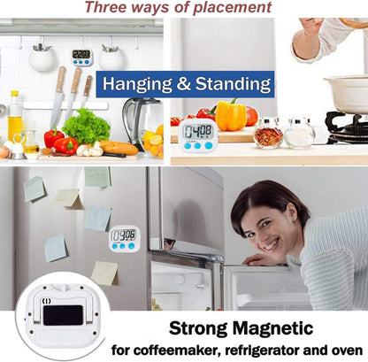 12 Pieces Large Screen Digital Kitchen Timer Count Up and On/Off Switch Timer with Loud Alarm Magnetic Back Large Display Timer LED Countdown Timer for Cooking Baking Games(Battery Included)