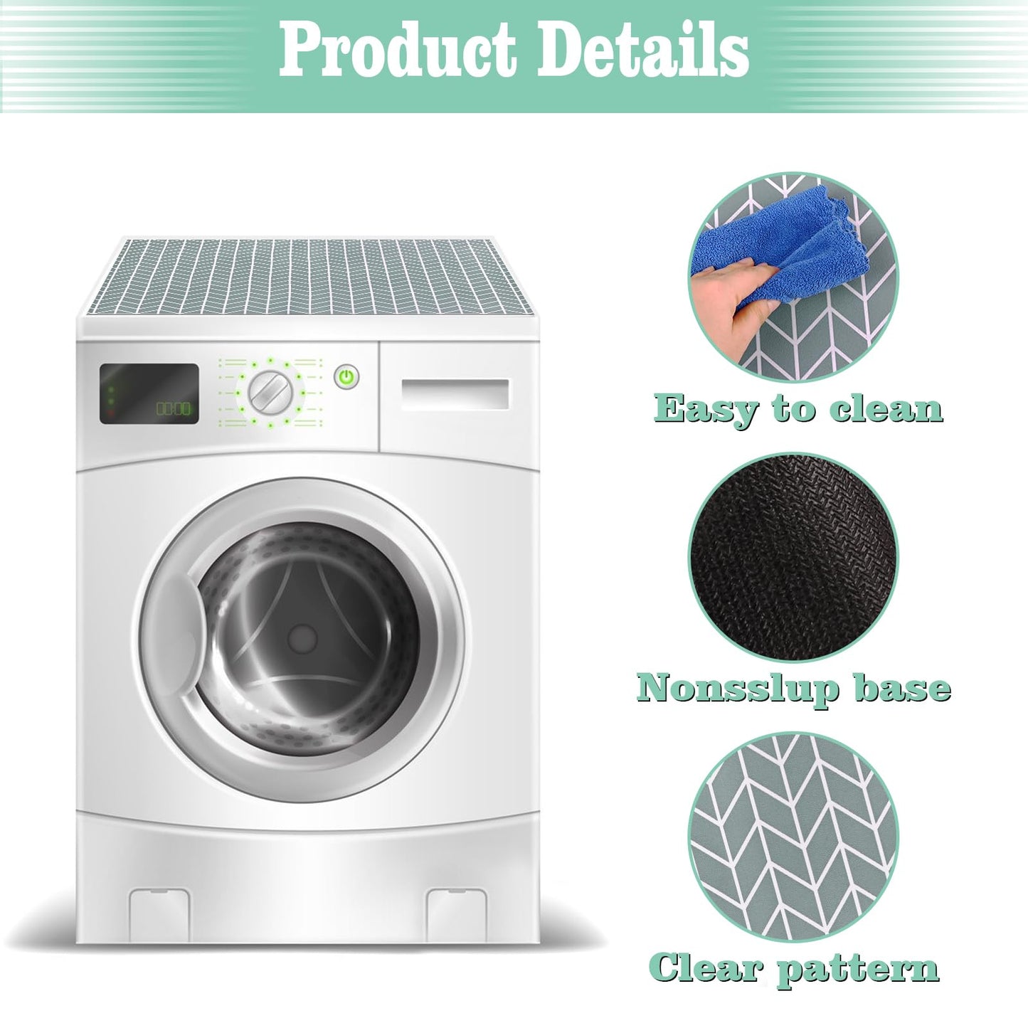 Actvty 2 Pcs Washer and Dryer Covers for the Top, 25.6'' x 23.6'' Washer Dryer Top Protector, Washing Machine Top Diatomite Rubber Protector Mat Non-Slip Scratch Protection Dust-Proof, D-152