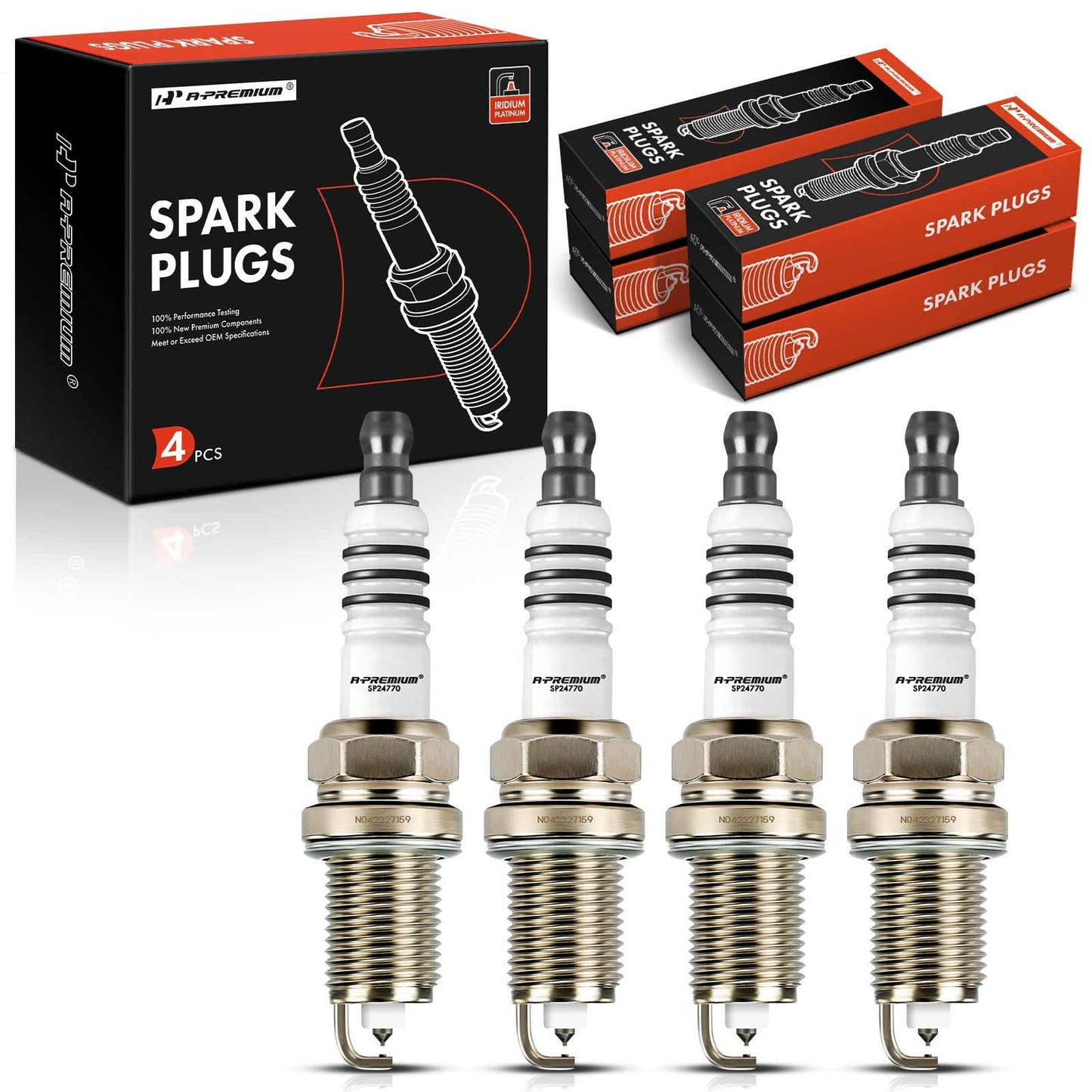 A-Premium 2477 Iridium Platinum Spark Plugs (Pack of 4) Compatible with Honda, Hyundai, Kia & Jeep Cars - CR-V, Civic, Accord, Elantra, Soul, Odyssey, Compass, Journey, Patriot, 1990-2020, 1.6L-2.4L