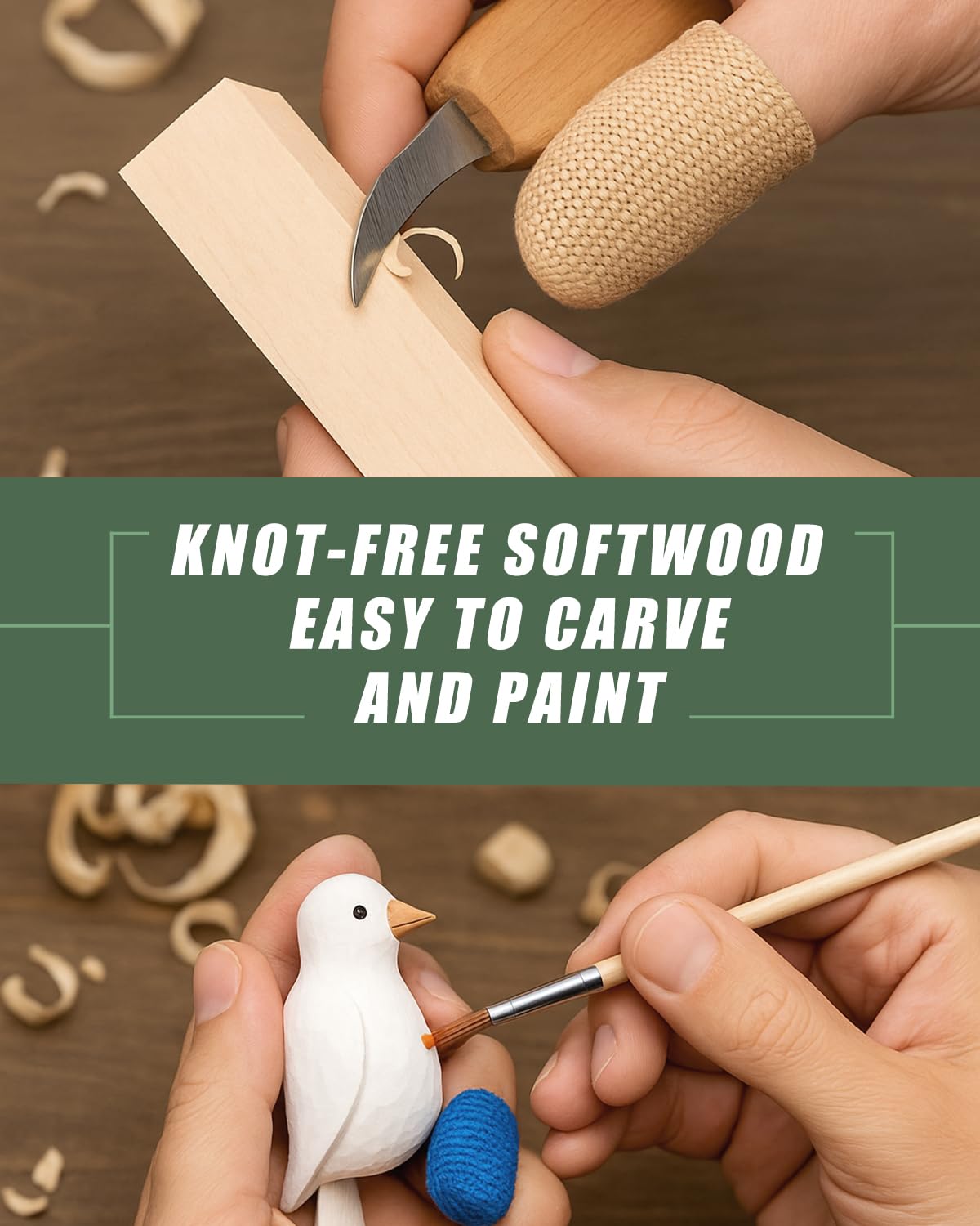 24PCS Basswood Carving Blocks for Craft: Whittling Wood Blocks Wood Carving Kit with 3 Different Sizes, Soft Woodworking Blanks and Easy to Use - Hobby DIY Gift for Beginners Adults