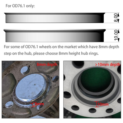 WHEEL CONNECT Hub Centric Rings,76.1 to 64.1, Set of 4, Aluminium Alloy Hubrings, O.D:76.1-I.D:64.1mm. 10mm Height. A