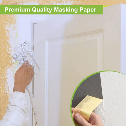 Paint Masking Paper, 4 Pack Car Protection Covering Paper, Tape and Drape, for Car and Furniture Protection (Unfold 12 Inch Wide and Total 200 Feet Long)