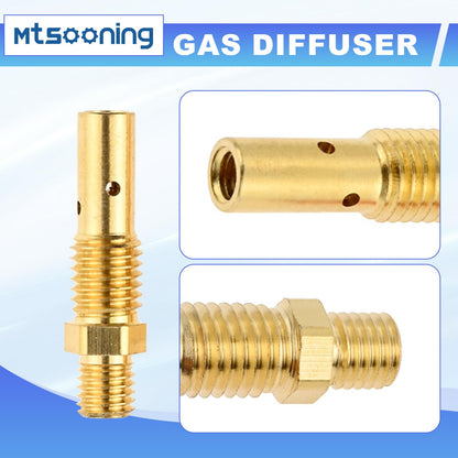 Mtsooning 48PCS Flux Core Gasless Nozzle Tips Kit KP1939-1, 0.035" (0.9mm) Flux Core Welder Gun Welding Mig Contact Tips Gasless Nozzle Gas Diffusers Replacement for Lincoln Magnum 100L & Weld-Pak MIG