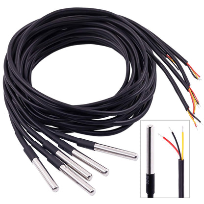 Hilitchi 3m/9.8ft Waterproof Temperature Sensors Digital Temp Probe (Pack of 5pcs)