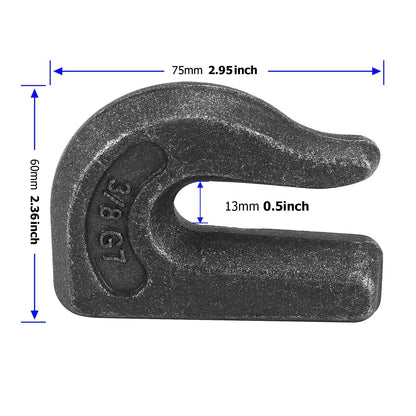 MUKCHAP Weld-on Grab Chain Hooks,4 Packs 3/8" Heavy Duty Tow Hook,G70 Forged Steel Tractor Hook Weldable Compatible for Tractor Bucket,Crane,Chain Hoist,Forklift,Maximum Break Strength 6600 lbs