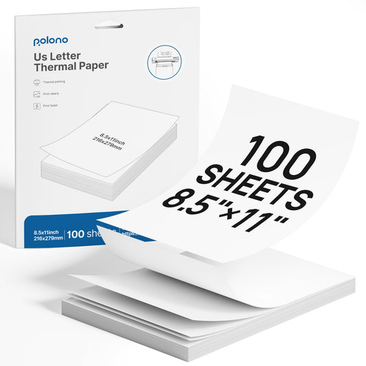 POLONO D810 Thermal Printer Paper 8.5 x 11 Inch, Advanced Thermal Printing, US Letter Size Thermal Paper Compatible with D810, Size 8.5" x 11",100 Sheets