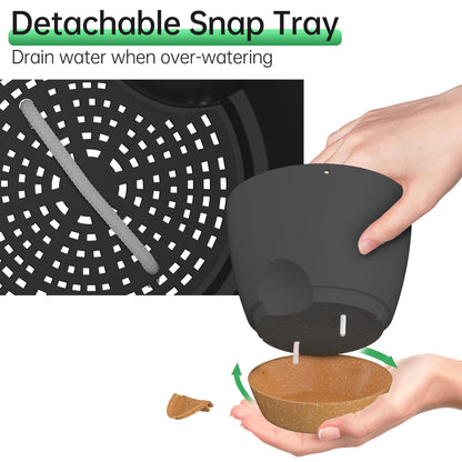 ZMTECH 6.5 Inch Hanging Planters for Indoor Outdoor Plants, 2 Pack Self Watering Hanging Plant Pots with Drainage Holes and Removable Saucer, Plastic Flower Hanging Pots with Watering Lip (Black)