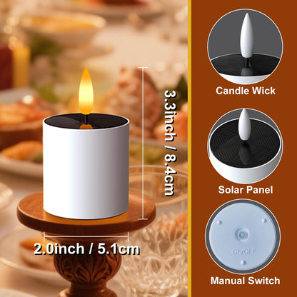 6pcs Solar Tea Lights Outdoor Waterproof,6pcs Rechargeable Dusk to Dawn Little Solar Votive Candles for Lantern Garden Camping and Home Decor