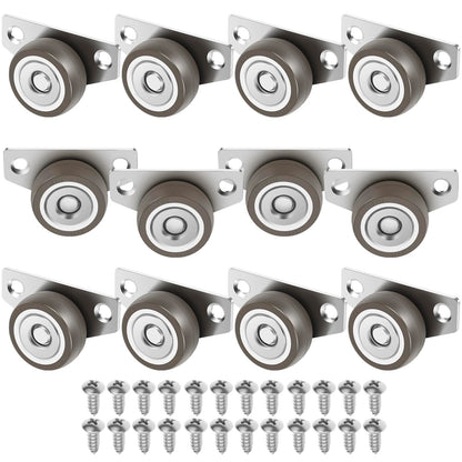 12 Pcs Side Mount Casters Wheels 1.25 Inch Non Swivel Caster Wheels No Noise Side Mounted Casters with 24 Screws for Furniture Cabinet Tables