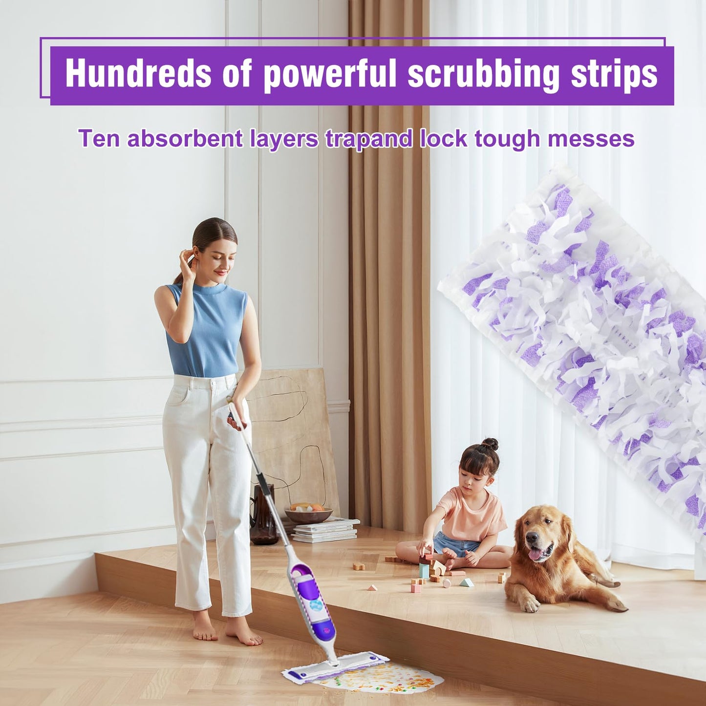 15 Pack Disposable Power Mop Refills Pads for Swiffer Power Mop,Spray Wet Pads Refill for Swiffer,Disposable Swifter Mopping Pads Refills for Multi-Surface Floor Cleaning
