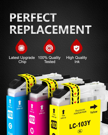 INK4U LC103 LC101 10-Pack Compatible Ink Cartridge Replacement for Brother LC103XL LC101XL (4BK 2C 2M 2Y) High Yield | Works with MFC-J870DW MFC-J6920DW MFC-J6520DW MFC-J450DW MFC-J470DW Printer