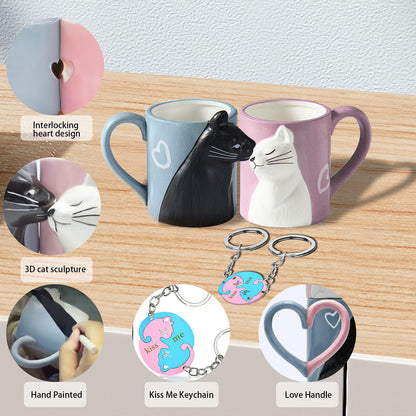 Couple Gifts Cute Kissing Cat Mug Matching Couples Stuff Ceramic Coffee Mugs for Wedding Gifts Anniversary Valentines Engagement Gifts for Couples Cat Lover