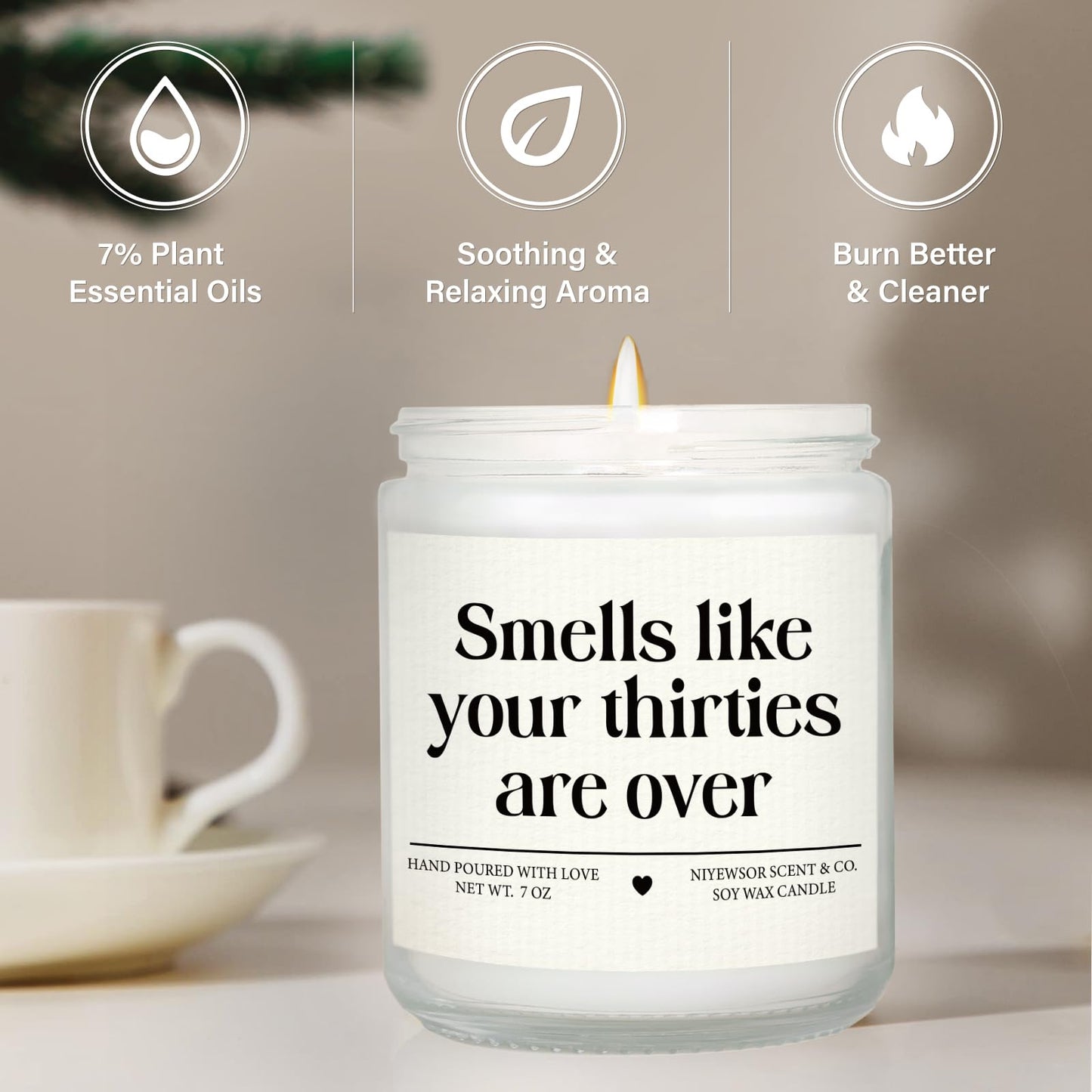 40th Birthday Gifts Women Men, Forty Birthday Candle, 1986 40th Birthday Decorations for Women Men, 40 Year Old Bday Gifts for Friend, Sister, Wife, Husband, Handmade, 7oz