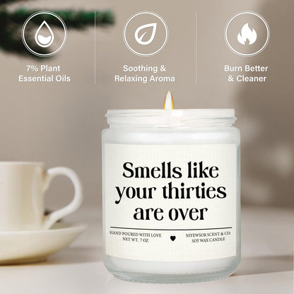 40th Birthday Gifts Women Men, Forty Birthday Candle, 1986 40th Birthday Decorations for Women Men, 40 Year Old Bday Gifts for Friend, Sister, Wife, Husband, Handmade, 7oz