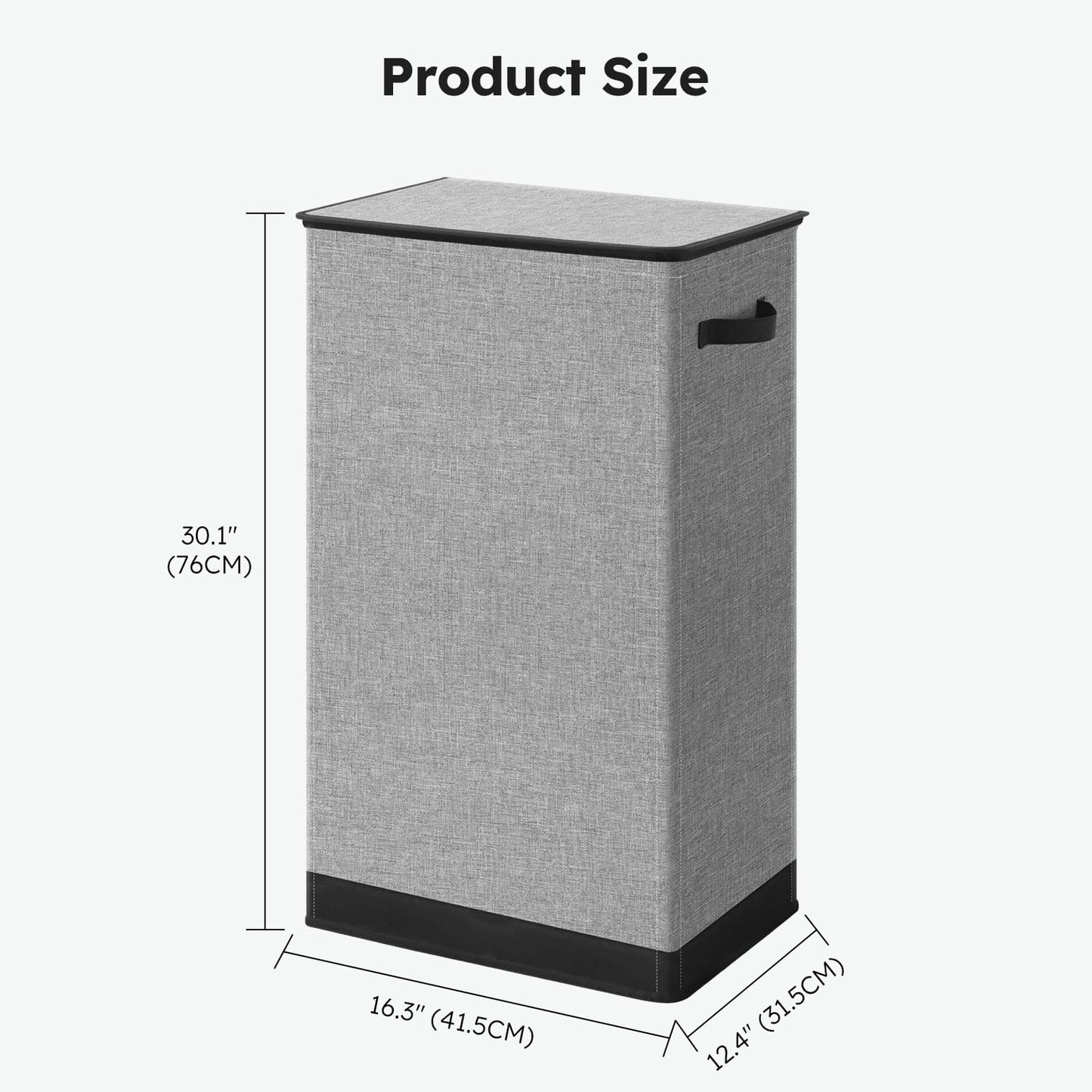 SOLEDI 100L Laundry Basket with Lid Large Laundry Hamper, Clothes Hamper with Laundry Bag Easy to Carry, Collapsible Storage Bins for Bedroom, Bathroom, Dorm, Apartment, College, Wardrobe, Grey