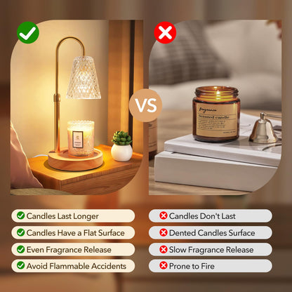 Candle Warmer Lamp with Timer, Stocking Stuffers for Women, Mom Gifts for Women Mom Christmas, Adjustable Height Candle Warmer, Dimmable, Home Decor, Wax Warmer Lamp for Jar Candles with 2 Bulbs