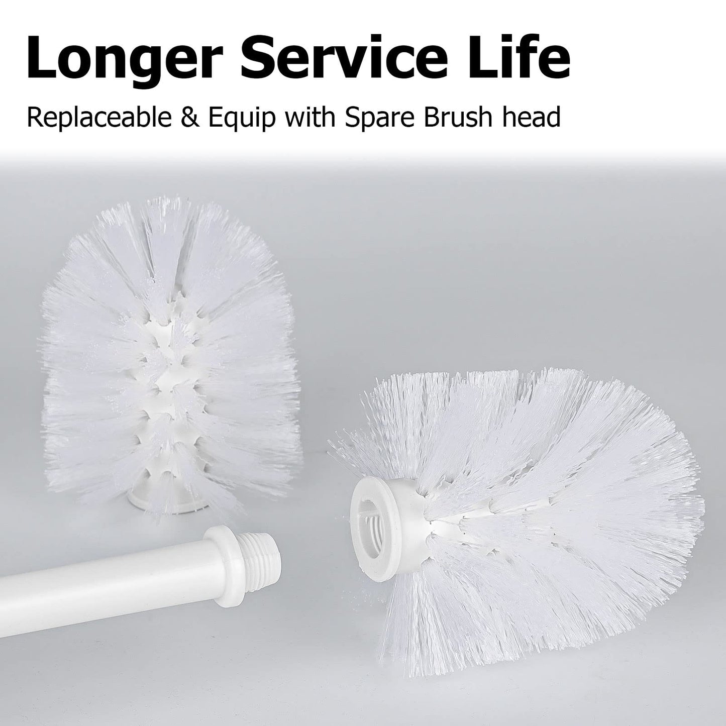 Topsky 2-Pack Closed Toilet Brush Compact Toilet Brush and Holder Plastic Round Barrel Loo Brush with Replacement Toilet Brush Head (White)
