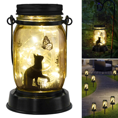 Cat jar Solar Light, Fairy Lantern Garden Lights, jar Bottle Light, Solar Lanterns Outdoor Garden Decor, mom Gift, Grandma Gift, Gifts for Mother